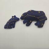 Blue constellation plush bear set of 2 on a light gray background