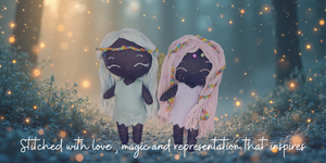 Two animated characters with white and pink hair standing in a forest with glowing lights.