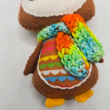 Gingerbread Penguin body 2 with a rainbow stomach and scarf on a white background