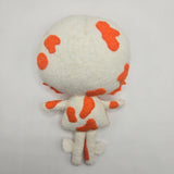 Orange and White Gillman that has a white body with an orange face, stomach, and other patterns, and heart-shaped eyes, on a white background.