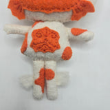 Orange and White Gillman that has a white body with an orange face, stomach, and other patterns, and heart-shaped eyes, on a white background.