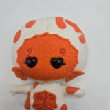 Orange and White Gillman that has a white body with an orange face, stomach, and other patterns, and heart-shaped eyes, on a white background.