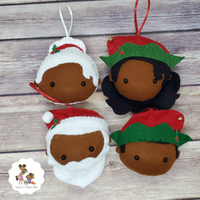 Black Santa and Helpers Ornament Sets