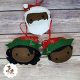 Black Santa and Helpers Ornament Sets