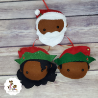 Black Santa and Helpers Ornament Sets